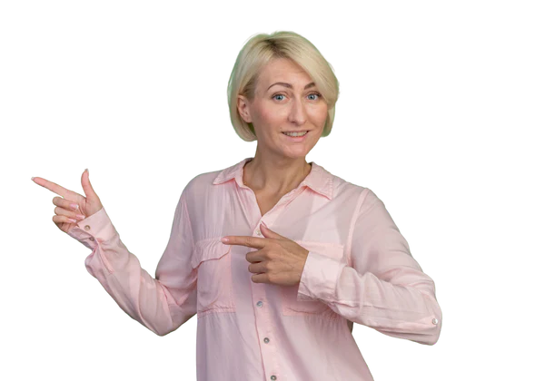 Customer pointing toward guarantee